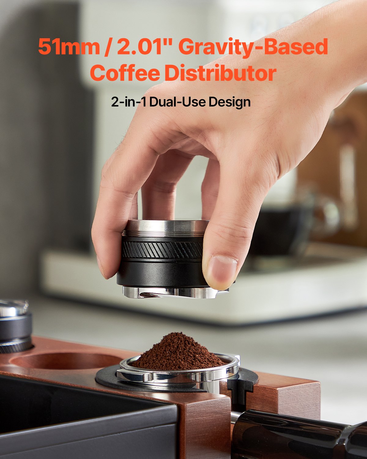 VEVOR Coffee Distributor 51mm, 2-in-1 Adjustable Espresso Distributor with Fan-Shaped Base, Coffee Distributor 304 Stainless Steel with Easy-to-Disassemble Design - BFQ51MMBXGLP0VEAVV0 - view 3