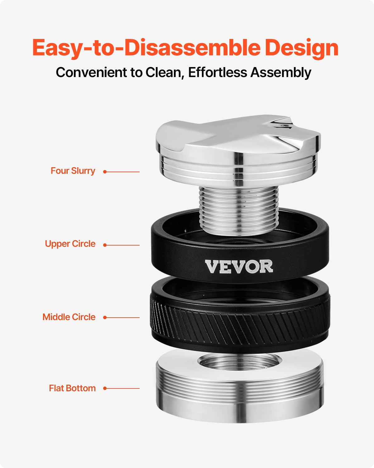 VEVOR Coffee Distributor 58mm, 2-in-1 Adjustable Espresso Distributor with Fan-Shaped Base, Coffee Distributor 304 Stainless Steel with Easy-to-Disassemble Design - BFQ58MMBXGLPNMZ0ZV0 - view 7