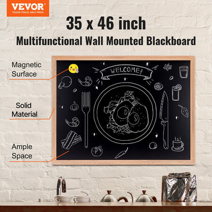 VEVOR Magnetic Chalk Board, Hanging Message Signs with Chalks, Vintage Chalkboard Sign, Rustic Brown Framed Calendar and Bulletin Combo Boards, 35"x46", Kitchen, Home Decor, Wedding - BG3546INCHMDFSHWLV0 - view 2