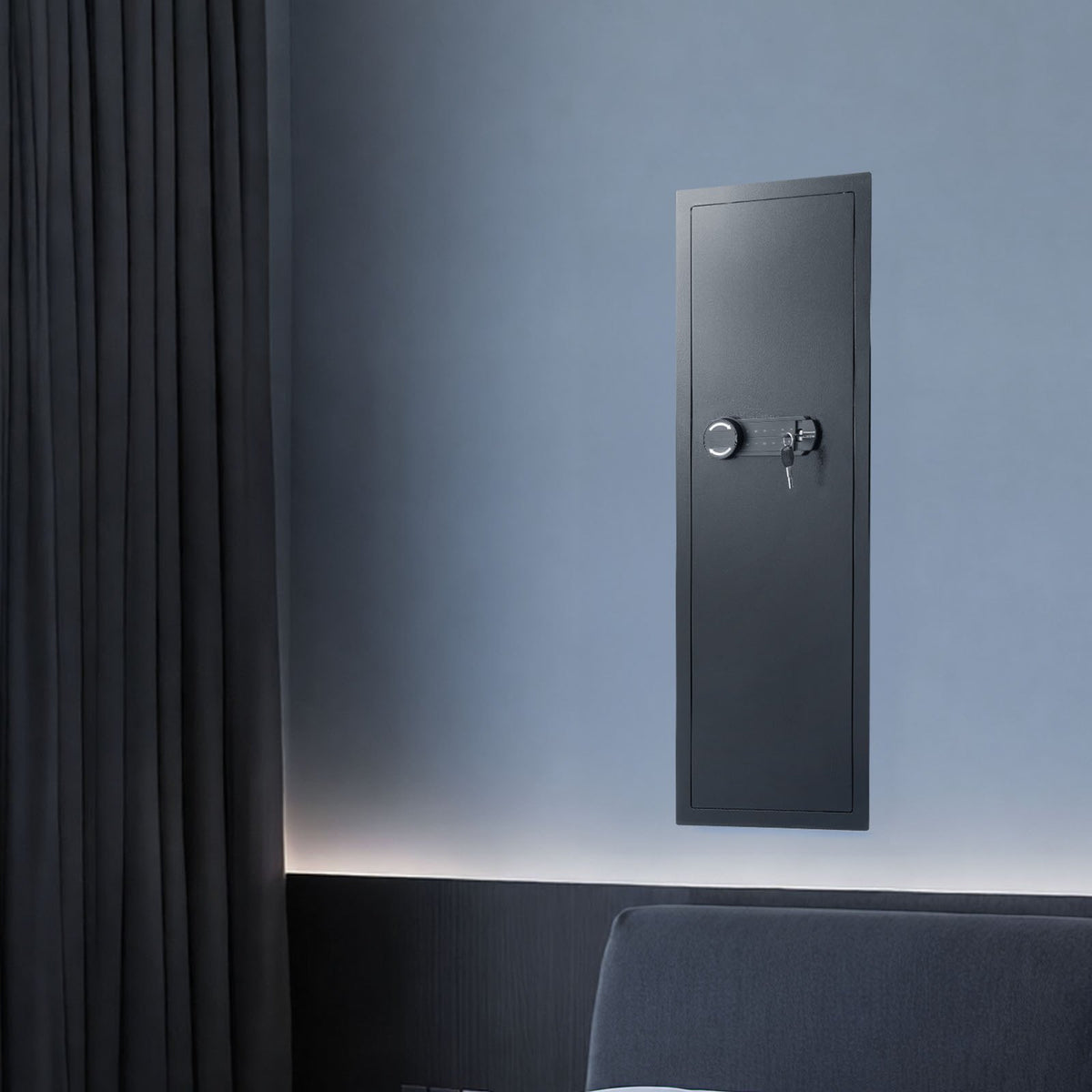 VEVOR Wall Safe, 4-Tier Hidden Wall Mounted Gun Safe with Password & Key, Q235 Cold-Rolled Steel In-Wall Box with LED Lighting, 3 Adjustable Shelves & Key Holders for Money, Jewelry, Passport, Black - BGBXJ39144341RL29001V9 - view 9