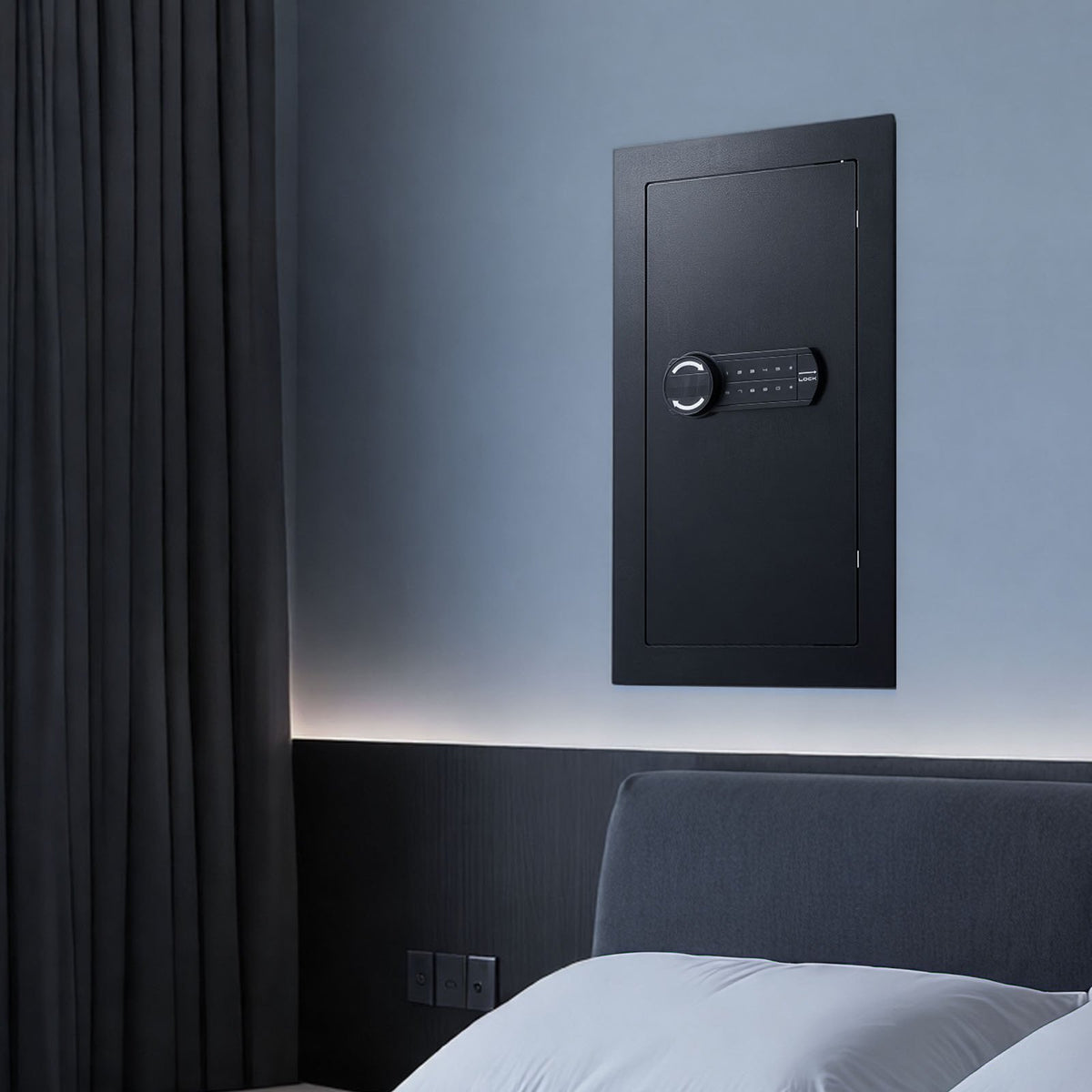 VEVOR Wall Safe, 3-Tier Hidden Wall Mounted Safe with Password & Key, Q235 Cold-Rolled Steel In-Wall Box with LED Lighting, 2 Adjustable Shelves & 5 Key Holders for Money, Jewelry, Passport, Black - BGBXJ4145625LE5K9001V9 - view 9