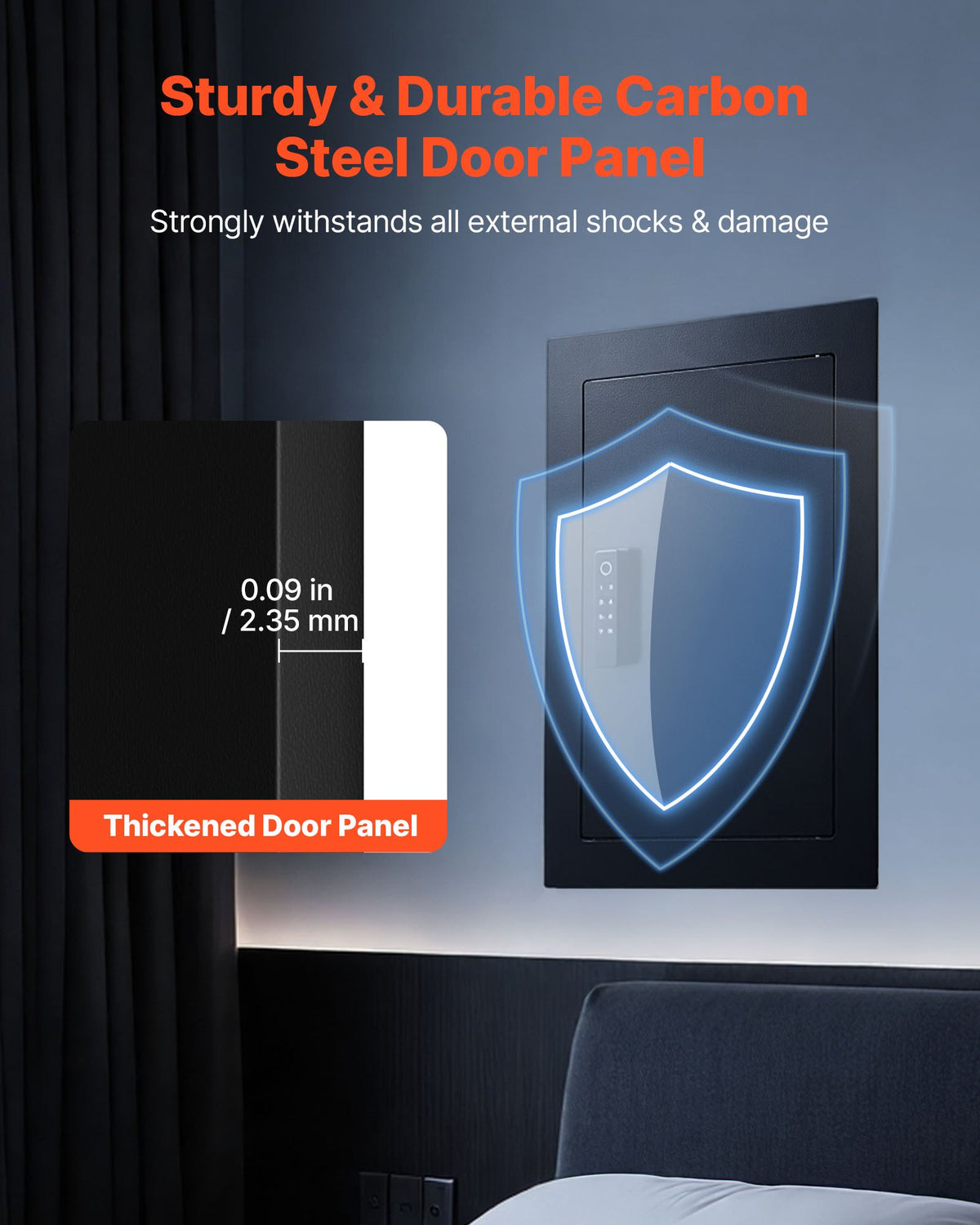 VEVOR Wall Safe, 3-Tier Hidden Wall Safe with Fingerprint, Password, Key & Turning Knob, Q235 Cold-Rolled Steel In-Wall Box with Adjustable Shelves & Key Holders for Money, Jewelry, Passport, Document - BGBXJ41522INRM189001V9 - view 4
