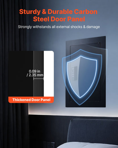VEVOR Wall Safe, 3-Tier Hidden Wall Safe with Fingerprint, Password, Key & Turning Knob, Q235 Cold-Rolled Steel In-Wall Box with Adjustable Shelves & Key Holders for Money, Jewelry, Passport, Document - BGBXJ41522INRM189001V9 - view 4