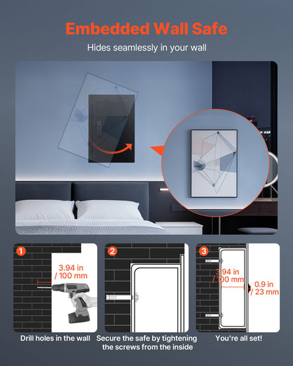 VEVOR Wall Safe, 3-Tier Hidden Wall Safe with Fingerprint, Password, Key & Turning Knob, Q235 Cold-Rolled Steel In-Wall Box with Adjustable Shelves & Key Holders for Money, Jewelry, Passport, Document - BGBXJ41522INRM189001V9 - view 7