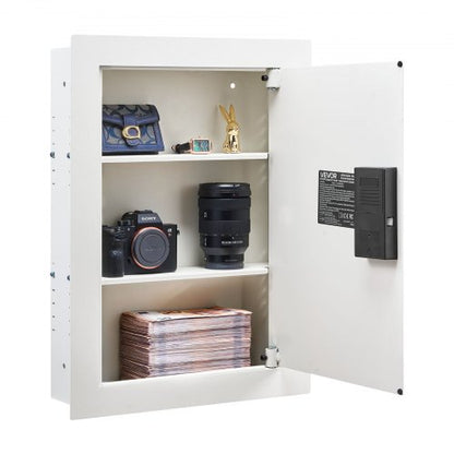 VEVOR 0.83 sq.ft Wall Safe, 3-Tier Hidden Wall Safe with Password, Key & Turning Knob, Q235 Cold-Rolled Steel In-Wall Box with Adjustable Shelves & Mounting Holes for Money, Jewelry, Passport, White - BGBXJ4162522X2SV6001V9 - view 2