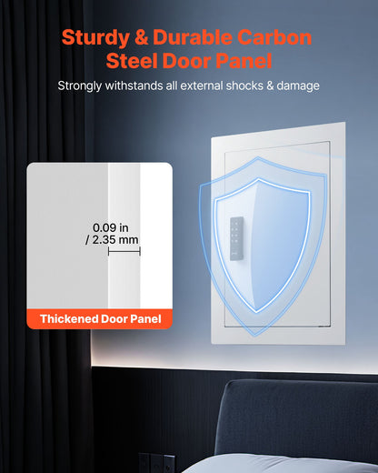 VEVOR 0.83 sq.ft Wall Safe, 3-Tier Hidden Wall Safe with Password, Key & Turning Knob, Q235 Cold-Rolled Steel In-Wall Box with Adjustable Shelves & Mounting Holes for Money, Jewelry, Passport, White - BGBXJ4162522X2SV6001V9 - view 4