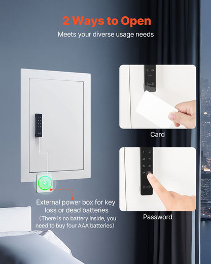 VEVOR 0.83 sq.ft Wall Safe, 3-Tier Hidden Wall Safe with Password, Key & Turning Knob, Q235 Cold-Rolled Steel In-Wall Box with Adjustable Shelves & Mounting Holes for Money, Jewelry, Passport, White - BGBXJ4162522X2SV6001V9 - view 5