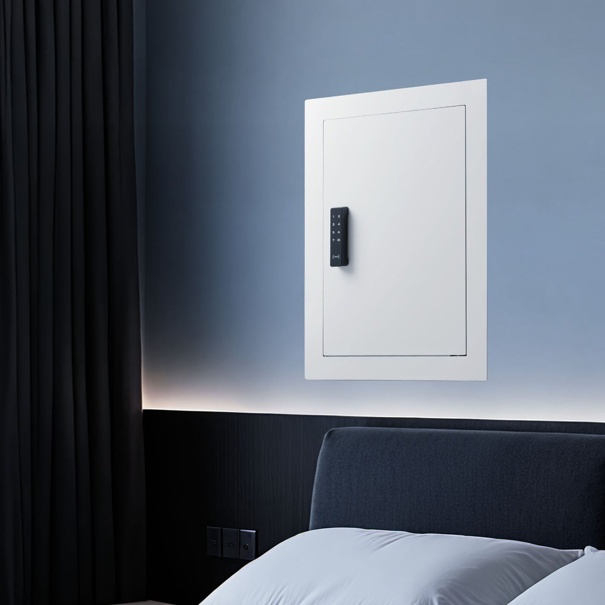 VEVOR 0.83 sq.ft Wall Safe, 3-Tier Hidden Wall Safe with Password, Key & Turning Knob, Q235 Cold-Rolled Steel In-Wall Box with Adjustable Shelves & Mounting Holes for Money, Jewelry, Passport, White - BGBXJ4162522X2SV6001V9 - view 9
