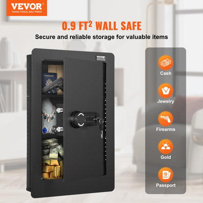 VEVOR 25.59" Tall Wall Safe, 3-Tier Hidden Wall Safe with Keypad, 3 Removable Shelves & 6 Key Holders, Q235 Cold-Rolled Steel In Wall Safe with LED Light & Vibration Alarm for Money, Jewelry, Passport - BGBXX09CUFT3G969UV9 - view 3