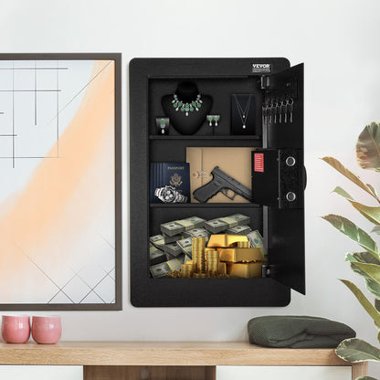 VEVOR 25.59" Tall Wall Safe, 3-Tier Hidden Wall Safe with Keypad, 3 Removable Shelves & 6 Key Holders, Q235 Cold-Rolled Steel In Wall Safe with LED Light & Vibration Alarm for Money, Jewelry, Passport - BGBXX09CUFT3G969UV9 - view 9