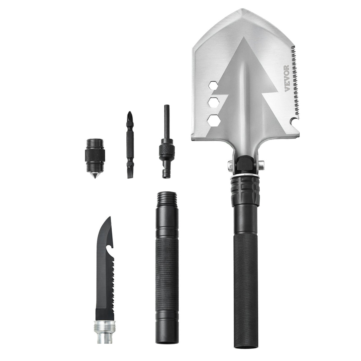 VEVOR Survival Shovel, 8 in 1 Camping Shovel Folding Multitool, Military Grade Portable Compact Tactical Shovel, Multifunction for Off-Roading, Camping, Hiking, Outdoor, Survivalist and Emergency - BGC2JKSS0000SG6TDV0 - view 1