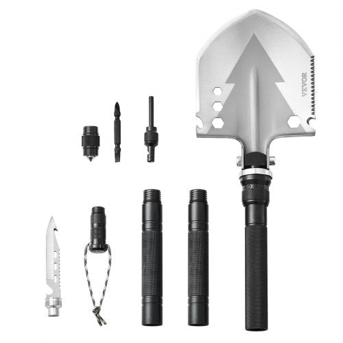 VEVOR Survival Shovel, 11 in 1 Camping Shovel Folding Multitool, Military Grade Portable Compact Tactical Shovel, Multifunction for Off-Roading, Camping, Hiking, Outdoor, Survivalist and Emergency - BGC3JKSS00007WG60V0 - view 2