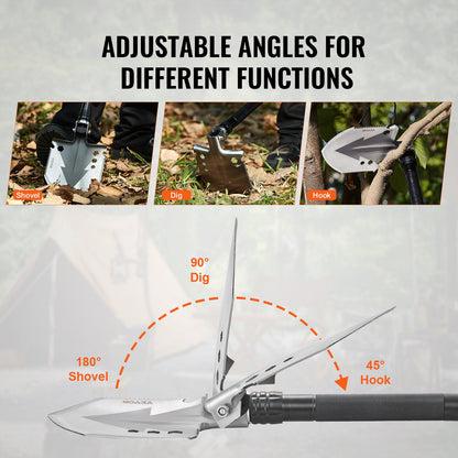 VEVOR Survival Shovel, 11 in 1 Camping Shovel Folding Multitool, Military Grade Portable Compact Tactical Shovel, Multifunction for Off-Roading, Camping, Hiking, Outdoor, Survivalist and Emergency - BGC3JKSS00007WG60V0 - view 6