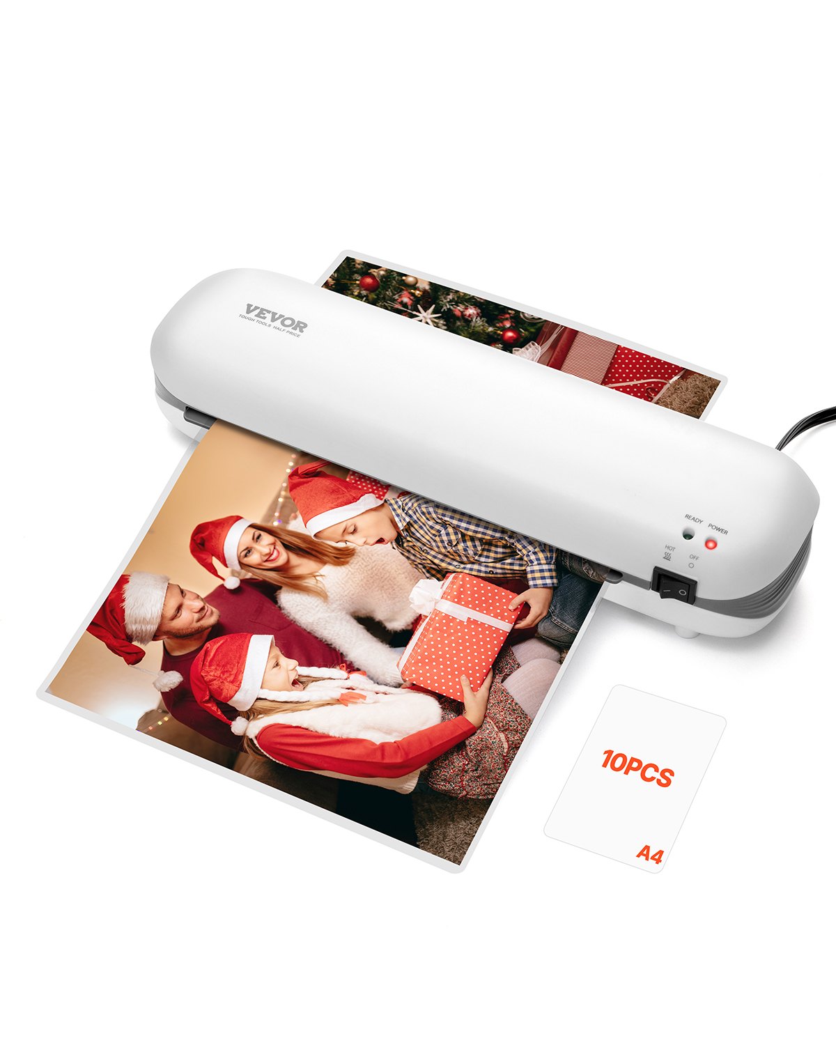 VEVOR Laminator Machine, Thermal Laminator for Max A4 Paper Size, 3-4 min Quick Warm Portable Laminator, 3-5 mil Thickness, Ideal for Home, Office, Business, or School Supplies, White + Grey - BGFMJA4RY35MC803EV1 - view 1