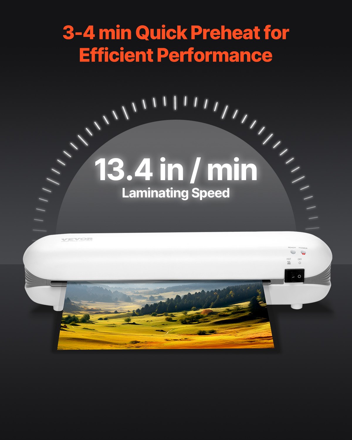 VEVOR Laminator Machine, Thermal Laminator for Max A4 Paper Size, 3-4 min Quick Warm Portable Laminator, 3-5 mil Thickness, Ideal for Home, Office, Business, or School Supplies, White + Grey - BGFMJA4RY35MC803EV1 - view 5