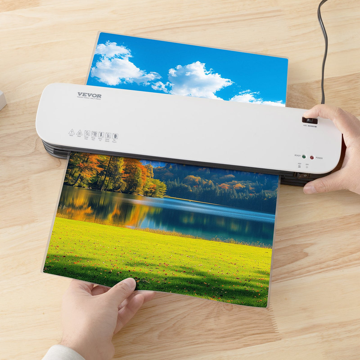 VEVOR Laminator Machine, Thermal Laminator for Max A4 Paper Size, 3-4 min Quick Warm Portable Laminator, 3-5 mil Thickness, Ideal for Home, Office, Business, or School Supplies, White + Grey - BGFMJA4RY35MC803EV1 - view 9