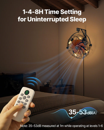 VEVOR Wall Mounted Fan with Lights, 21 inch Wall Mount Fan with Remote, 6 Speeds Plug in Wall Fan, Timer, 360°Adjustable Tilt for Bedroom,Garage,Workshop (Compatible 4 E26 Bulb Sockets,No Bulb) - BGFSD20INCHEDE2W7001V1 - view 4