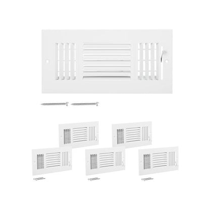 VEVOR 4 x 10 Inch Floor Registers, 6-Pack Floor Vents, HVAC 3-Direction Iron Vent Grilles for Home/Office Wall & Ceiling, Rustproof Anti-Peeling Air Vents Deflector Adjustable with Metal Damper, White - BGGZTFKTSLQMW2UCAV0 - view 2