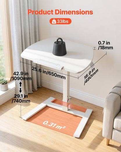 VEVOR Standing Desk, Adjustable Height Mobile Stand Up Desk with Tilting Desktop, 25.6 x 19 in Small Computer Sit Stand Workstation, 33 lbs Capacity, Pneumatic Lift for Home Office, Fully Assembled - BGGZTMAZCGSJQ6UCT001V0 - view 3
