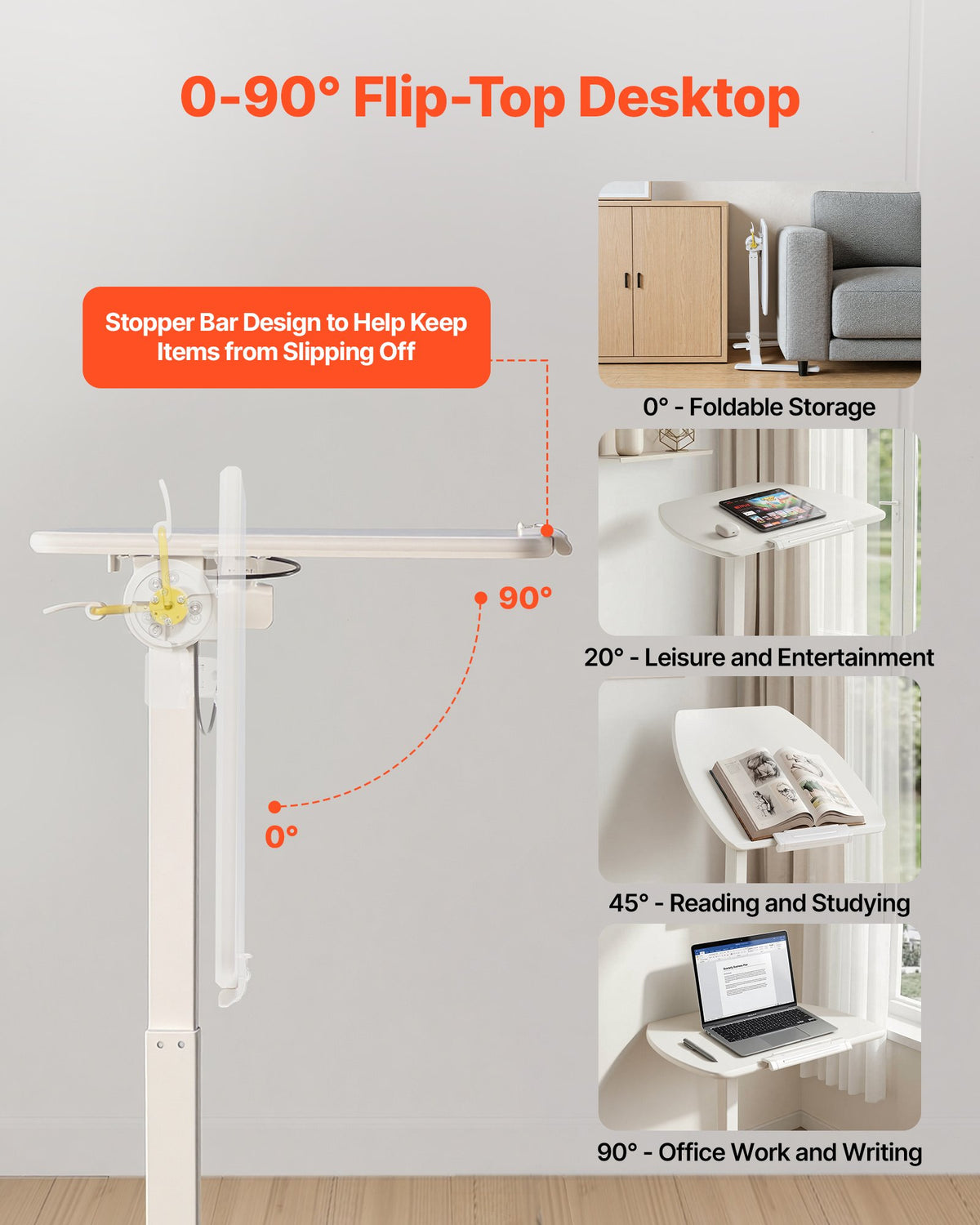 VEVOR Standing Desk, Adjustable Height Mobile Stand Up Desk with Tilting Desktop, 25.6 x 19 in Small Computer Sit Stand Workstation, 33 lbs Capacity, Pneumatic Lift for Home Office, Fully Assembled - BGGZTMAZCGSJQ6UCT001V0 - view 5