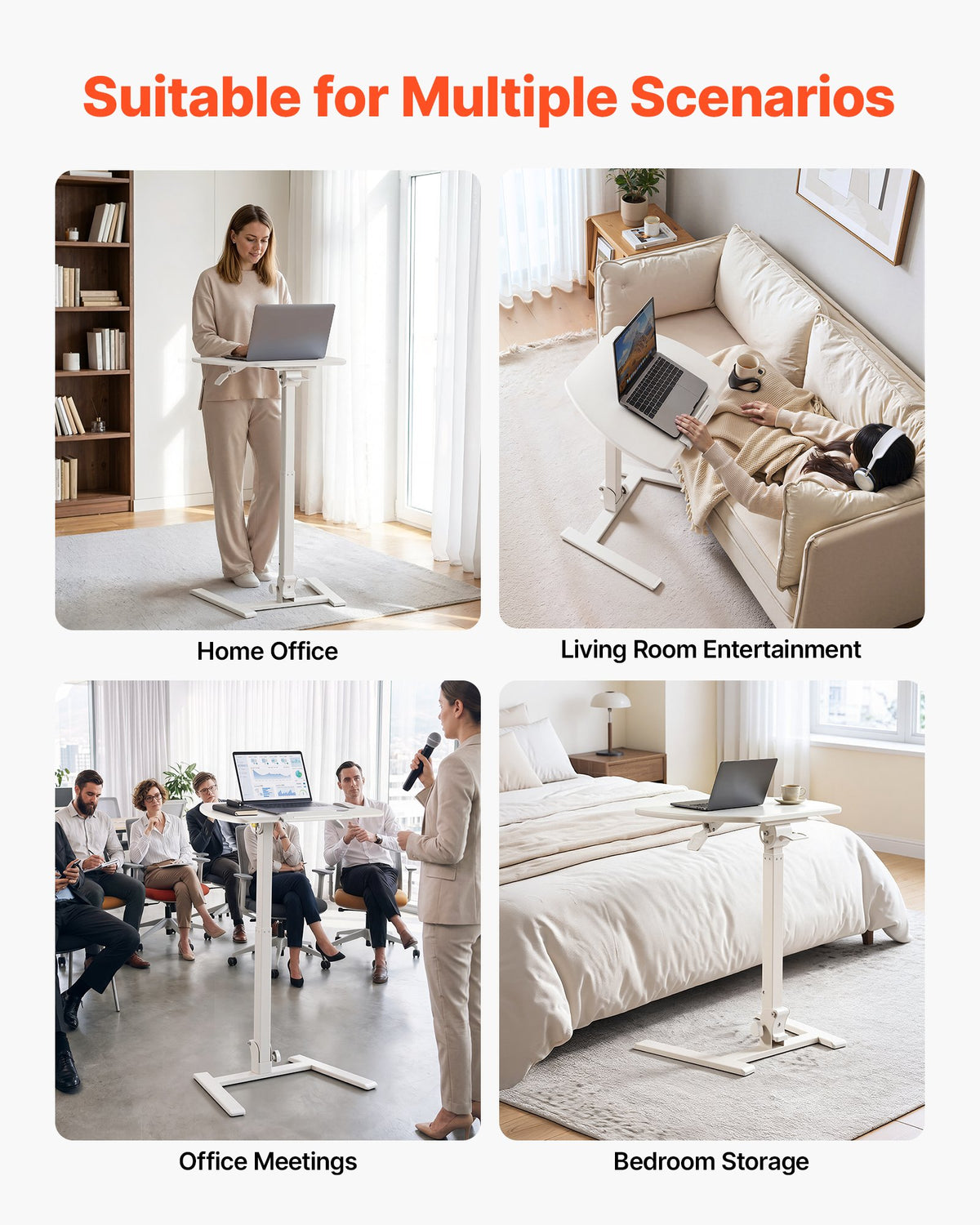 VEVOR Standing Desk, Adjustable Height Mobile Stand Up Desk with Tilting Desktop, 25.6 x 19 in Small Computer Sit Stand Workstation, 33 lbs Capacity, Pneumatic Lift for Home Office, Fully Assembled - BGGZTMAZCGSJQ6UCT001V0 - view 7
