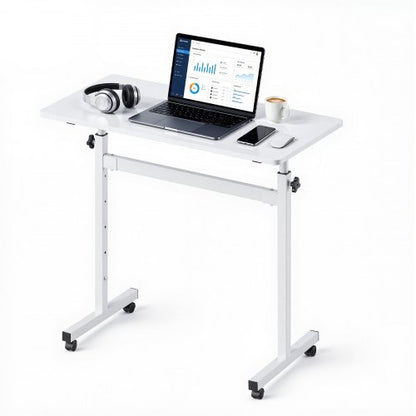 VEVOR Standing Desk, Adjustable Height Mobile Stand Up Desk with Lockable Casters, 32 x 16 in Small Computer Sit Stand Rolling Workstation with Hook, 55.1 lbs Desktop Capacity, for Home Office, White - BGGZTXYAZCGS0HXSV001V0 - view 2