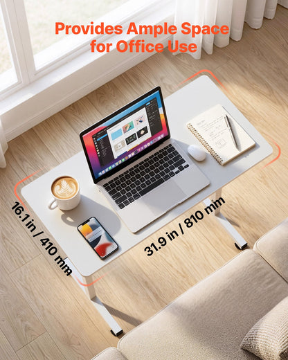 VEVOR Standing Desk, Adjustable Height Mobile Stand Up Desk with Lockable Casters, 32 x 16 in Small Computer Sit Stand Rolling Workstation with Hook, 55.1 lbs Desktop Capacity, for Home Office, White - BGGZTXYAZCGS0HXSV001V0 - view 5