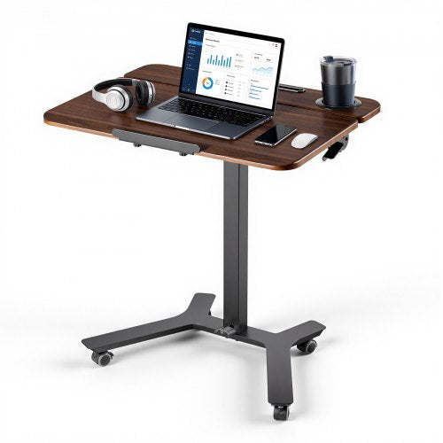 VEVOR Standing Desk, Adjustable Height Mobile Stand Up Desk with Tilting Desktop, 28.2 x 20.7 in Small Computer Sit Stand Workstation, 33 lbs Capacity, Foot Pedal Pneumatic Lift for Home, Office - BGGZTXYAZCGS0MFIW001V0 - view 2