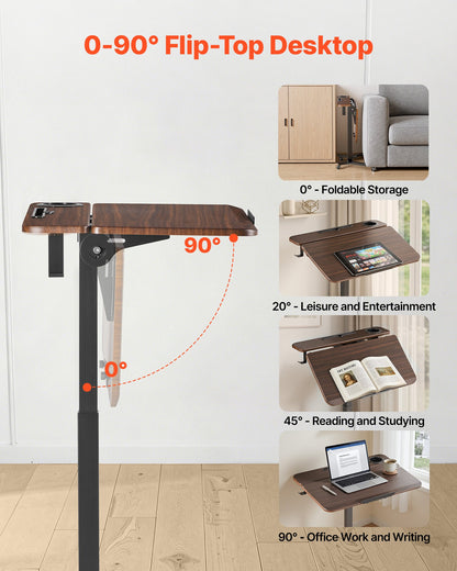 VEVOR Standing Desk, Adjustable Height Mobile Stand Up Desk with Tilting Desktop, 28.2 x 20.7 in Small Computer Sit Stand Workstation, 33 lbs Capacity, Foot Pedal Pneumatic Lift for Home, Office - BGGZTXYAZCGS0MFIW001V0 - view 5