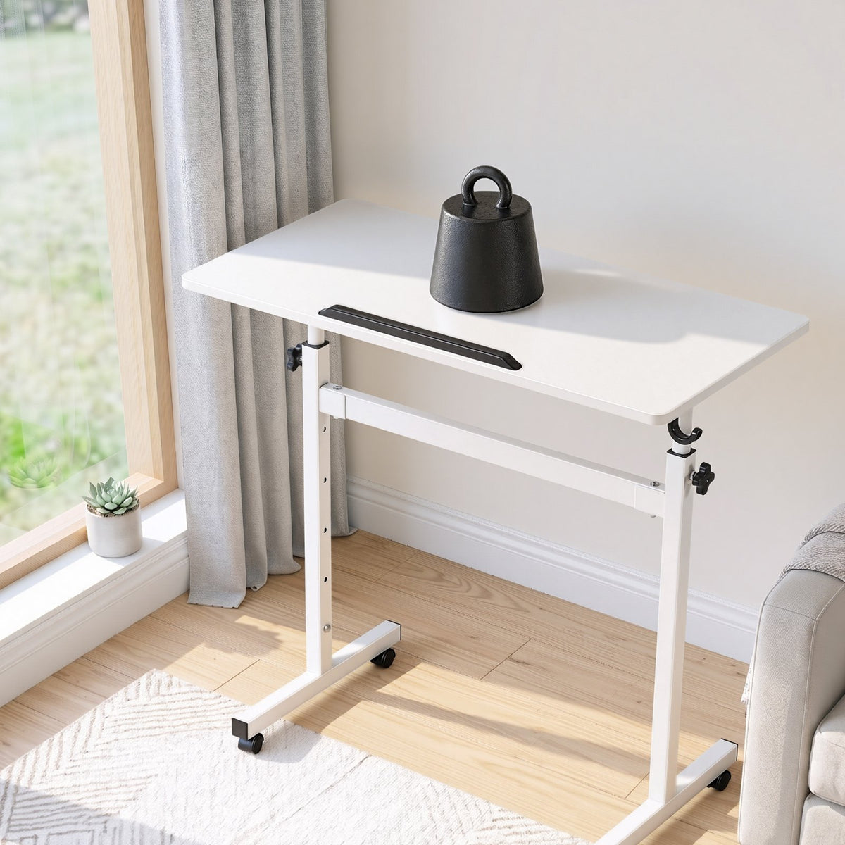 VEVOR Standing Desk, Adjustable Height Mobile Stand Up Desk 360° Tilting Desktop, 32 x 16 in Small Computer Sit Stand Rolling Workstation w/ Hook, Lockable Casters, 55.1 lbs Capacity for Home Office - BGGZTXYAZCGS857VI001V0 - view 9
