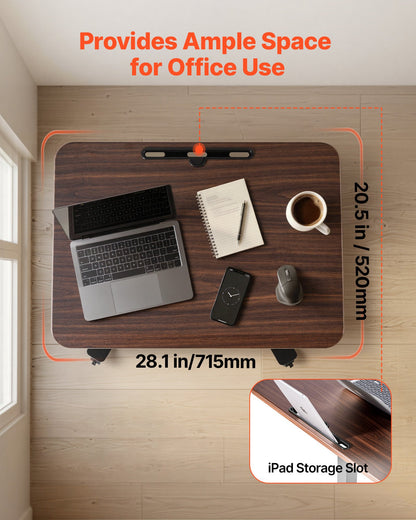 VEVOR Standing Desk, Adjustable Height Mobile Stand Up Desk w/ Casters, 28.2 x 20.5 in Small Computer Sit Stand Rolling Workstation w/ Hook, 33 lbs Capacity, Foot Pedal Pneumatic Lift for Home Office - BGGZTXYAZCGSBKASI001V0 - view 5