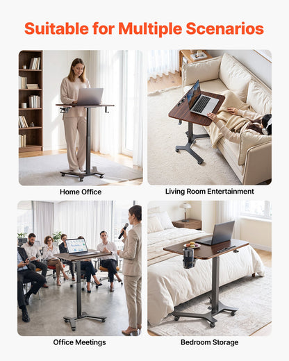 VEVOR Standing Desk, Adjustable Height Mobile Stand Up Desk w/ Casters, 28.2 x 20.5 in Small Computer Sit Stand Rolling Workstation w/ Hook, 33 lbs Capacity, Foot Pedal Pneumatic Lift for Home Office - BGGZTXYAZCGSBKASI001V0 - view 7