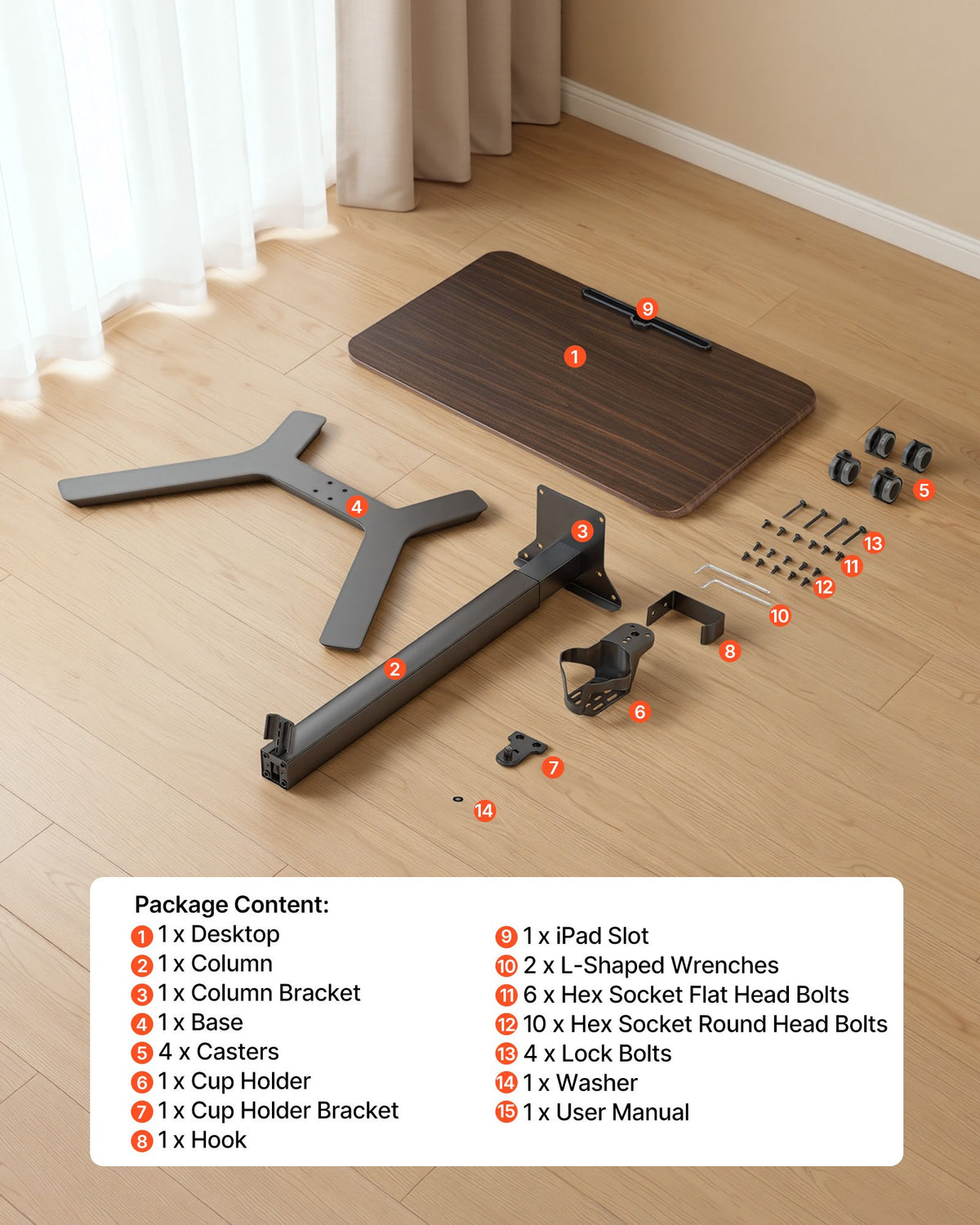 VEVOR Standing Desk, Adjustable Height Mobile Stand Up Desk w/ Casters, 28.2 x 20.5 in Small Computer Sit Stand Rolling Workstation w/ Hook, 33 lbs Capacity, Foot Pedal Pneumatic Lift for Home Office - BGGZTXYAZCGSBKASI001V0 - view 8