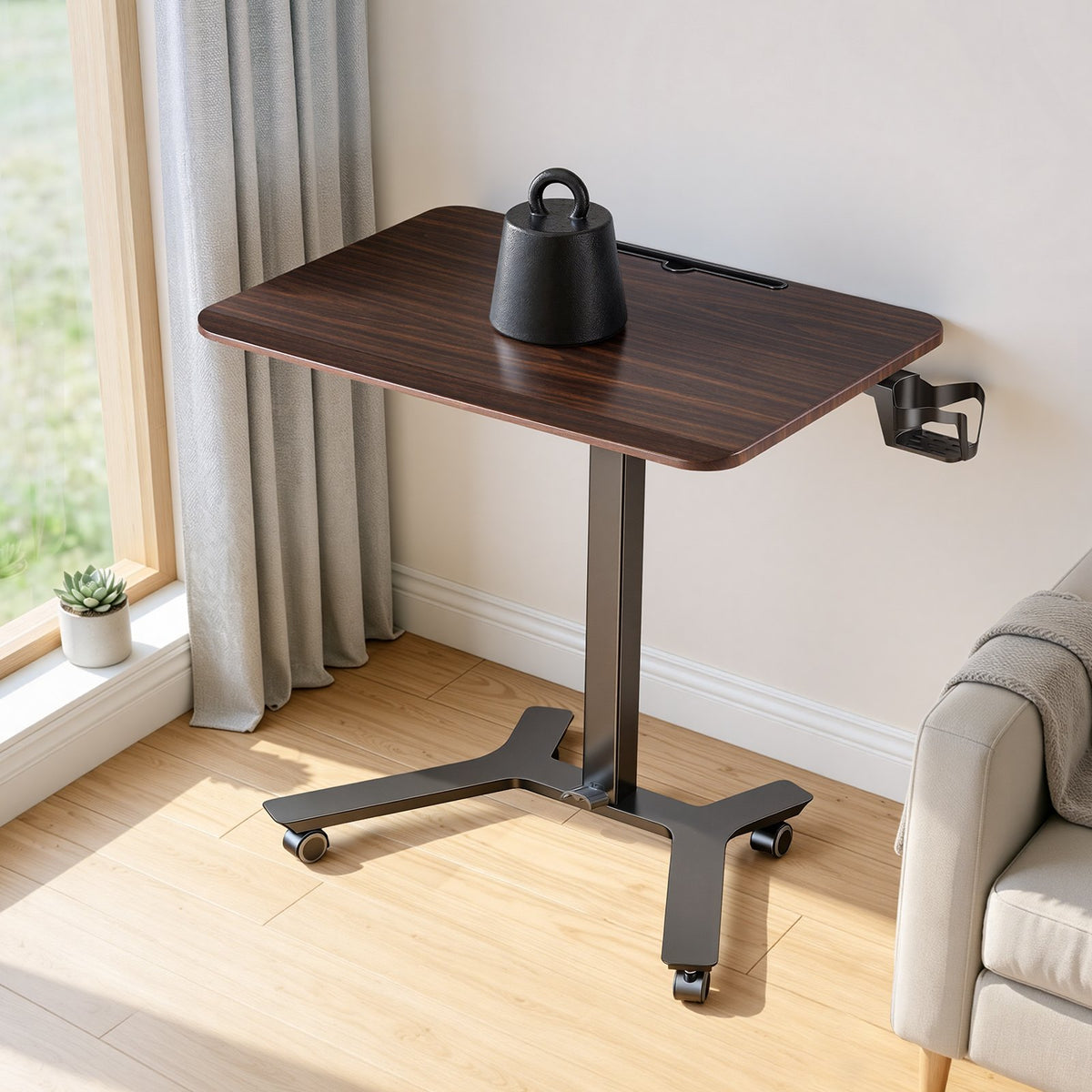 VEVOR Standing Desk, Adjustable Height Mobile Stand Up Desk w/ Casters, 28.2 x 20.5 in Small Computer Sit Stand Rolling Workstation w/ Hook, 33 lbs Capacity, Foot Pedal Pneumatic Lift for Home Office - BGGZTXYAZCGSBKASI001V0 - view 9