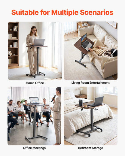 VEVOR Standing Desk, Adjustable Height Mobile Stand Up Desk with Tilting Desktop, 25.6 x 19 in Small Computer Sit Stand Rolling Workstation with 4 Casters, 33 lbs Capacity, Ideal for Home Office - BGGZTXYAZCGSWY94R001V0 - view 7