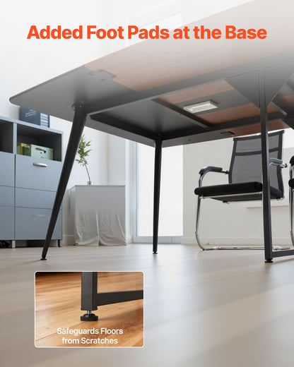 VEVOR Conference Table, 8 ft Boat Shaped Office Meeting Table for 10 Person, Modern Large Boat Meeting Desk with Metal Legs, Ideal for Office, Boardroom, Conference Room, Easy Assembly, Black & Brown - BGHYZCX8FT00WKUN4001V0 - view 6