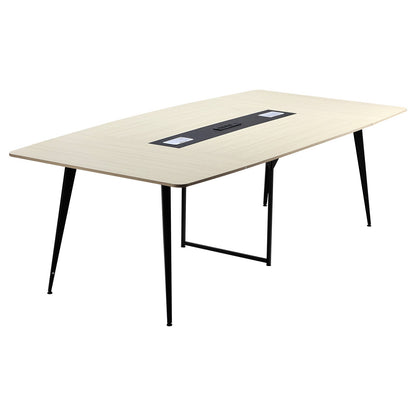 VEVOR Conference Table, 8 ft Boat Shaped Office Meeting Table with Charge Station for 10 Person, Modern Boat Seminar Meeting Desk with Metal Legs for Office, Boardroom, Conference Room, Easy Assembly - BGHYZCX8FT1JXVIB8001V1 - view 1