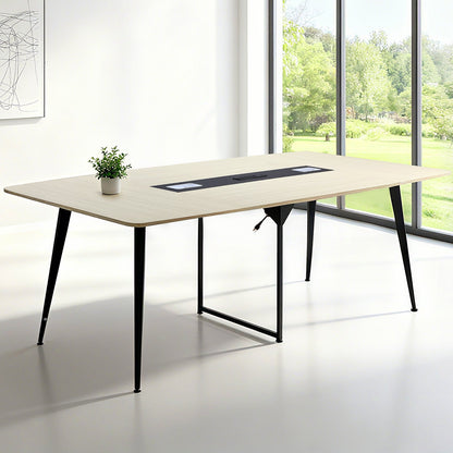 VEVOR Conference Table, 8 ft Boat Shaped Office Meeting Table with Charge Station for 10 Person, Modern Boat Seminar Meeting Desk with Metal Legs for Office, Boardroom, Conference Room, Easy Assembly - BGHYZCX8FT1JXVIB8001V1 - view 9