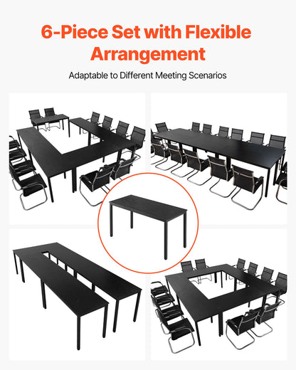 VEVOR Conference Table, Set of 6, 4.5 ft Office Meeting Table for 16 Person, Flexible Combination Desk Set, Modern Rectangle Meeting Desk with Metal Legs for Office, Conference Room, Easy Assembly - BGHYZJX45FT641LV2001V0 - view 5