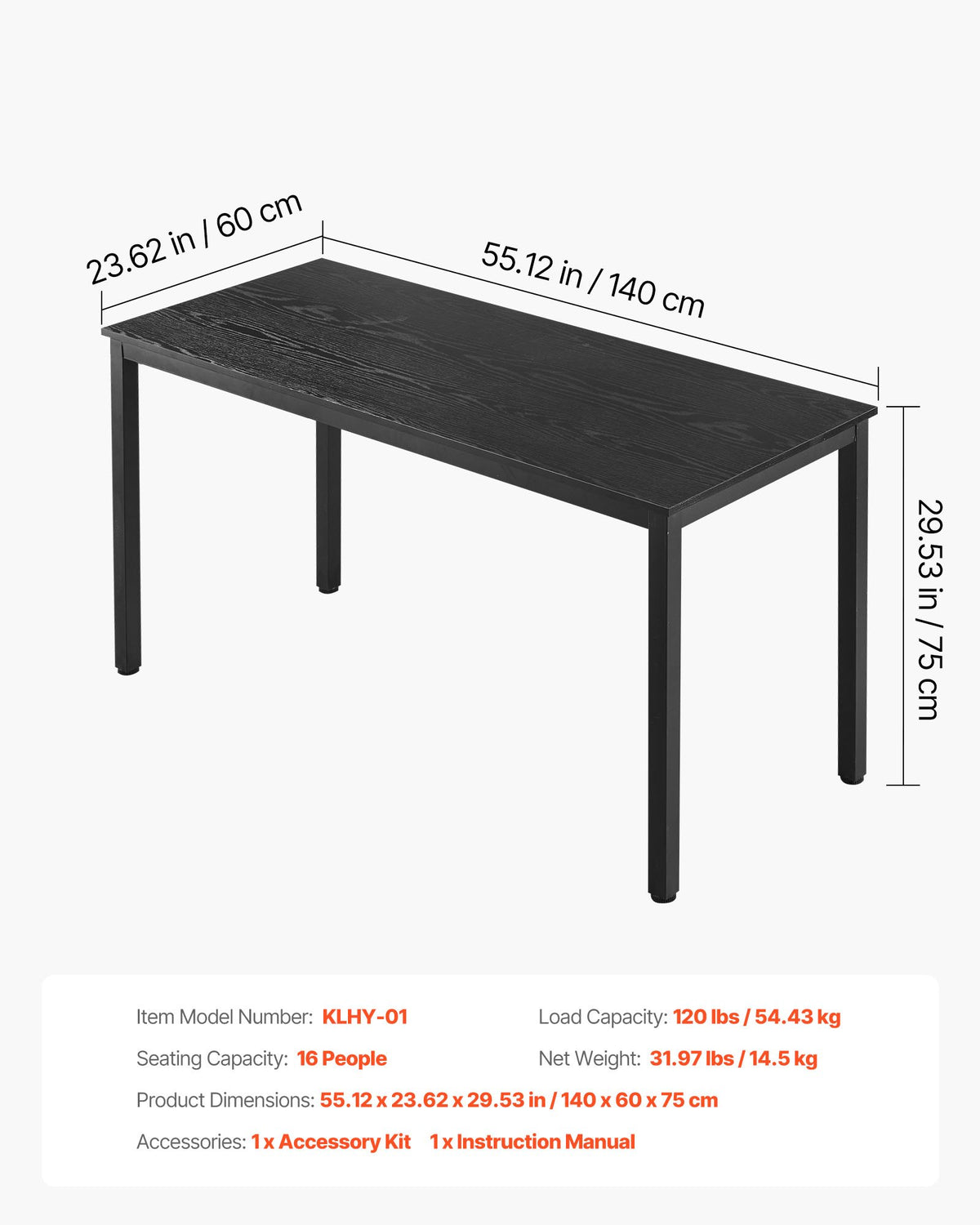 VEVOR Conference Table, Set of 6, 4.5 ft Office Meeting Table for 16 Person, Flexible Combination Desk Set, Modern Rectangle Meeting Desk with Metal Legs for Office, Conference Room, Easy Assembly - BGHYZJX45FT641LV2001V0 - view 8