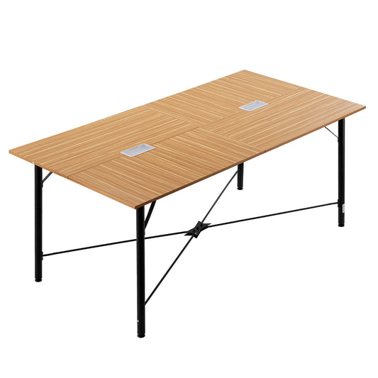 VEVOR Conference Table, 6 ft Office Meeting Table for 6-8 Person, Modern Rectangle Seminar Desk with Metal Legs, Meeting Desk Ideal for Office, Boardroom, Conference Room, Easy Assembly, Brown - BGHYZJX6FT00O6LGR001V0 - view 1