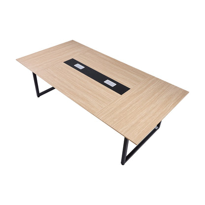VEVOR Conference Table, 8 ft Office Meeting Table for 10 Person, Modern Rectangle Seminar Desk with Metal Legs, Large Meeting Desk Ideal for Office, Boardroom, Conference Room, Easy Assembly, Brown - BGHYZJX8FT00MUW5E001V0 - view 1