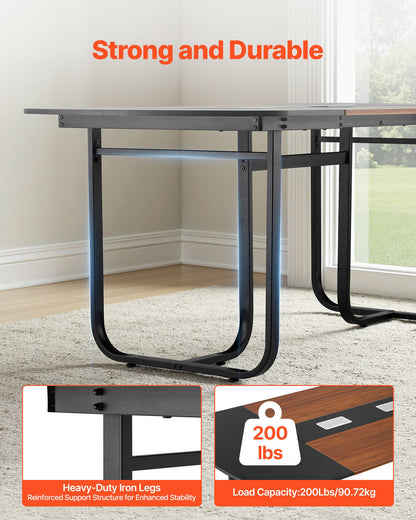 VEVOR Conference Table, 6 ft Oval Office Meeting Table for 6-8 Person, Modern Seminar Desk with Metal Legs, Large Meeting Desk for Office, Boardroom, Conference Room, Easy Assembly, Black & Brown - BGHYZTYX6FT0CCUFW001V0 - view 4