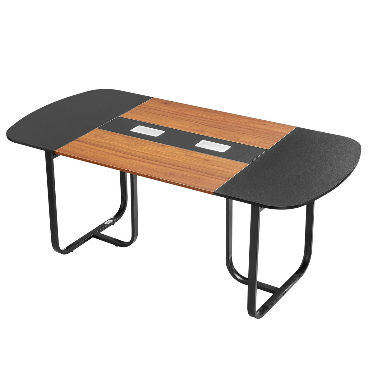 VEVOR Conference Table, 6 ft Oval Office Meeting Table for 6-8 Person, Modern Seminar Desk with Metal Legs, Large Meeting Desk for Office, Boardroom, Conference Room, Easy Assembly, Black & Brown - BGHYZTYX6FT0CCUFW001V0 - view 10
