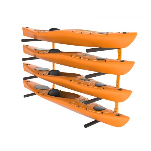 VEVOR Wall Kayak Storage Rack, 4-Capacity Wall Mounted Kayak Holders for Kayak Canoe Paddle Board, Kayak Storage Hooks with Adjustable Padded Arms, 400 LBS Load Kayak Hanger for Indoor Outdoor Garage - BGS4G0000000MMS6PV0 - view 2