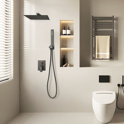 VEVOR Shower Faucet Set, Rainfall Bathroom Shower System with 12-Inch Square Rain Shower Head and Handheld Spray, Wall Mounted Bath Fixtures with Brass Valve and Trim Kit, Matte Black - BGSAZDPHSZHB0RXH9001V0 - view 9