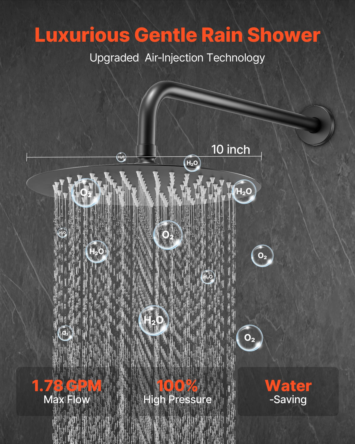 VEVOR Shower Faucet Set, Rainfall Bathroom Shower System with 10-Inch Round Rain Shower Head and Handheld Spray, Wall Mounted Bath Fixtures with Brass Valve and Trim Kit, Matte Black - BGSAZDPHSZHB7V4RI001V0 - view 3