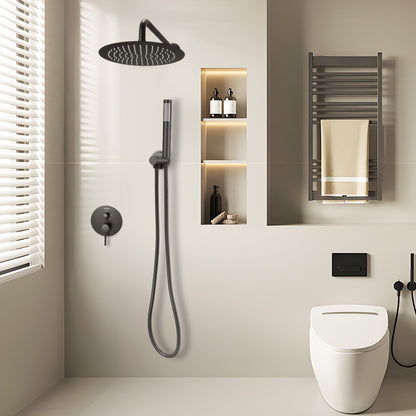 VEVOR Shower Faucet Set, Rainfall Bathroom Shower System with 10-Inch Round Rain Shower Head and Handheld Spray, Wall Mounted Bath Fixtures with Brass Valve and Trim Kit, Matte Black - BGSAZDPHSZHB7V4RI001V0 - view 9