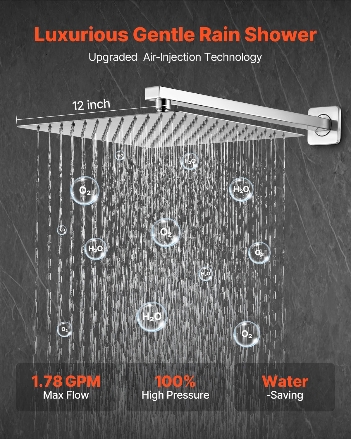 VEVOR Shower Faucet Set, Rainfall Bathroom Shower System with 12-Inch Square Rain Shower Head and Handheld Spray, Wall Mounted Bath Fixtures with Brass Valve and Trim Kit, Brushed Nickel - BGSAZDPHSZHB9XXN9001V0 - view 3