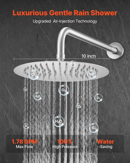 VEVOR Shower Faucet Set, Rainfall Bathroom Shower System with 10-Inch Round Rain Shower Head and Handheld Spray, Wall Mounted Bath Fixtures with Brass Valve and Trim Kit, Brushed Nickel - BGSAZDPHSZHBWIFSD001V0 - view 3